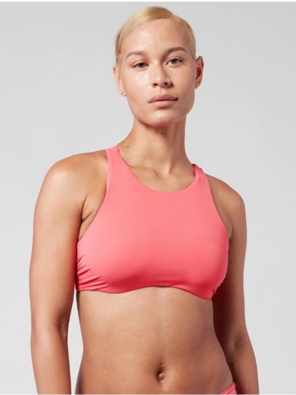 NWT ATHLETA Maldives Bra Cup Bikini Top Size 32D/32DD in Coral Petal
